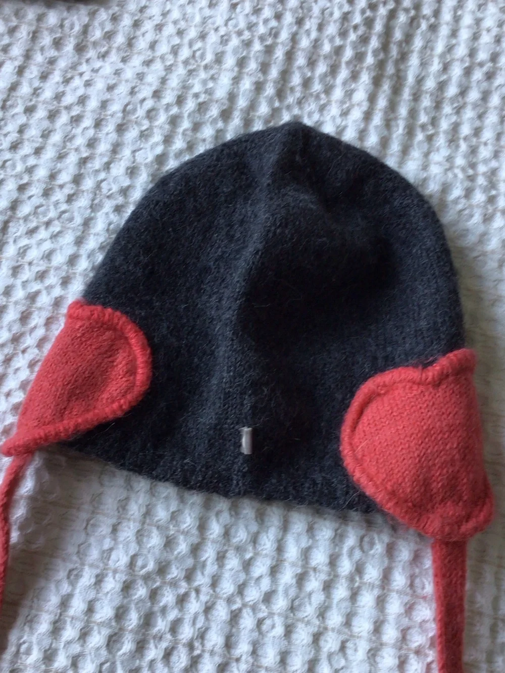 Oeuf Black Hat with Red Ear Flaps - Kids